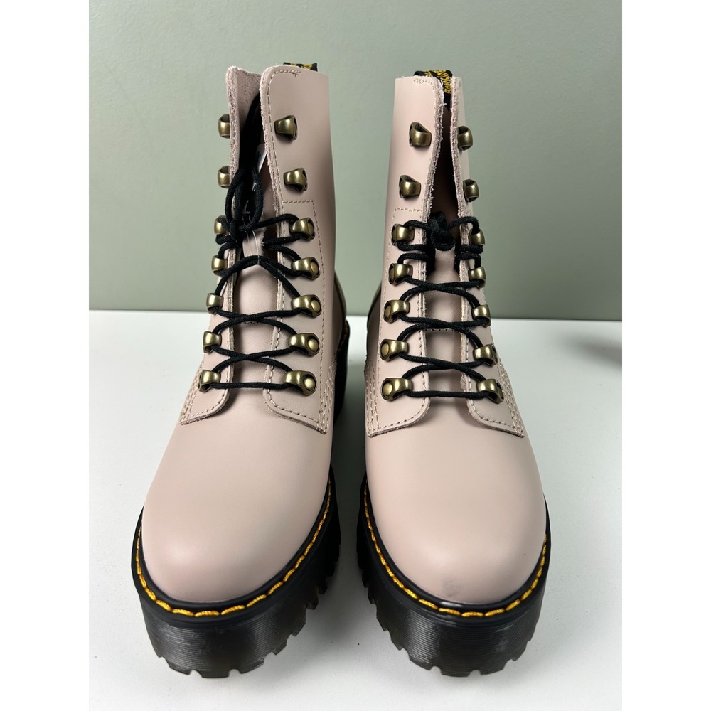 Dr Martens Leona Women Sendal Leather Heeled Boots Size 6 Taupe NEW!
